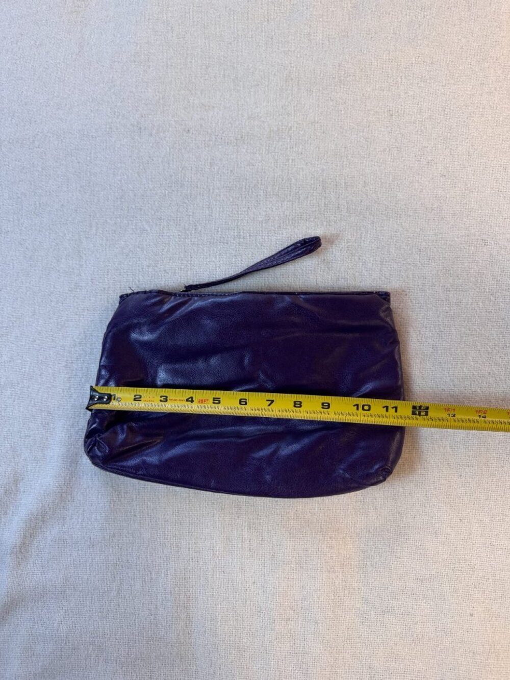 Vintage 1980s Purple Faux Leather Bow Clutch Wristlet - Picture 6 of 6